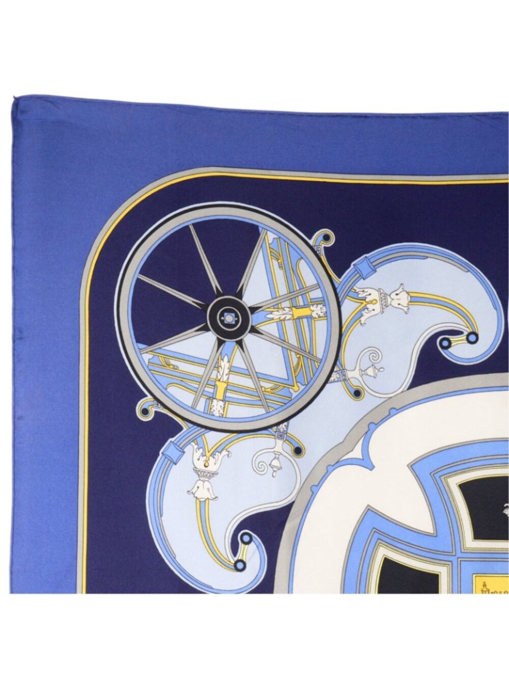 Hermes Carre 90 Washington's Carriage George Silk Blue Scarf - Picture 2 of 14